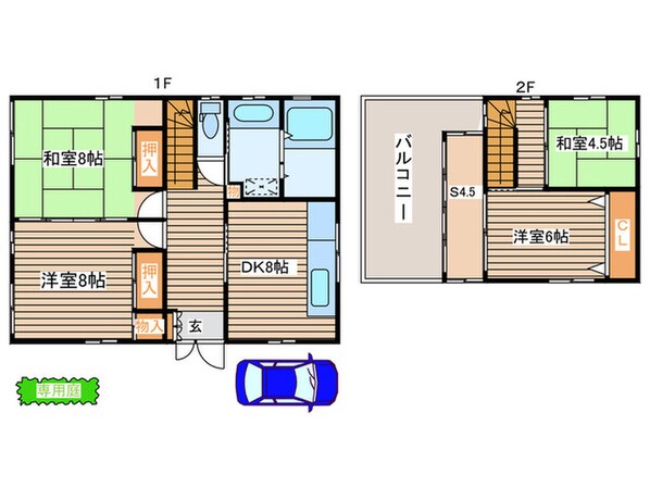 小松島４丁目方貸家の物件間取画像